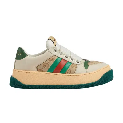 Pre-owned Gucci Wmns Screener 'gg Motif - Beige Green' In Cream