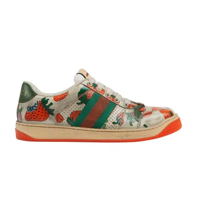 Pre-owned Gucci Wmns Screener 'strawberry' | Cream | Women's Size 36 In White