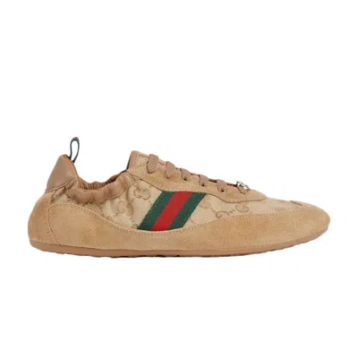 Pre-owned Gucci Wmns Shift Sneaker 'sundial Green Red' | Tan | Women's Size 5 In Brown