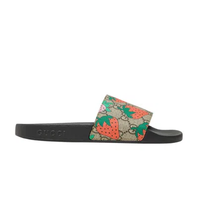 Pre-owned Gucci Wmns Slide 'strawberry' | Black | Women's Size 37