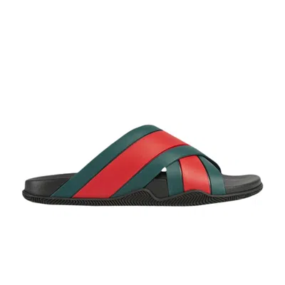 Pre-owned Gucci Wmns Slide Web Stripe 'black'