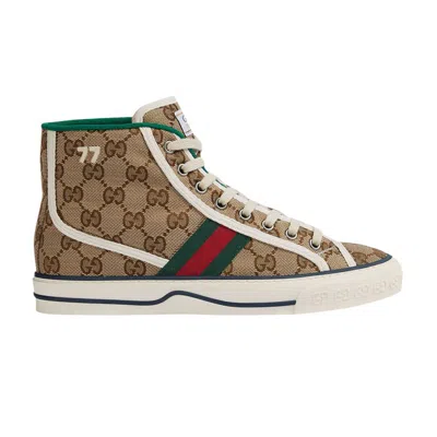 Pre-owned Gucci Wmns Tennis 1977 High 'beige Ebony' | Brown | Women's Size 34
