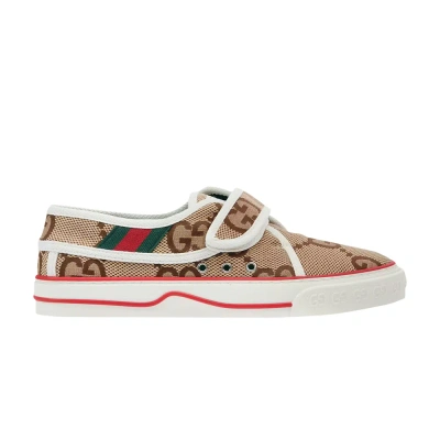 Pre-owned Gucci Wmns Tennis 1977 Velcro 'jumbo Gg - Beige' In Brown