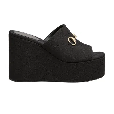 Pre-owned Gucci Wmns Wedge Horsebit Sandal 'black' | Women's Size 7.5