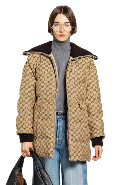Gucci Woman Beige Jackets In Multi