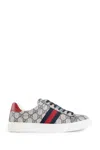 Gucci Ace Monogram Canvas Low-top Sneakers In Beige