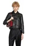 Gucci Collared Leather Jacket Featuring Quilted Texture In Black