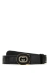Gucci Leather Belt With Adjustable Length And Quilted Design In Black