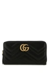 Gucci Black Leather Marmont Gg Wallet In Black