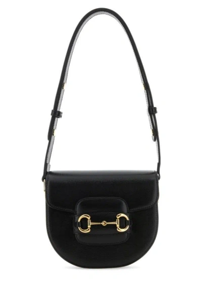 Gucci Woman Black Leather Mini  Horsebit 1955 Shoulder Bag