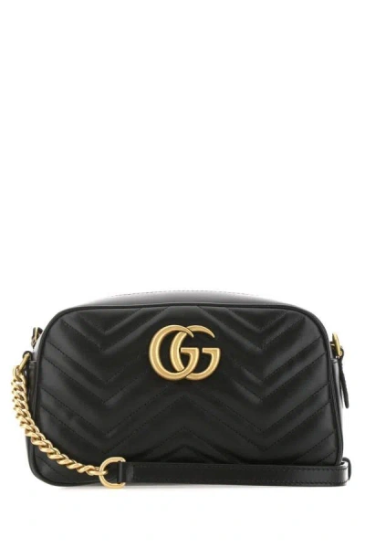 Gucci Woman Black Leather Small Marmont Shoulder Bag