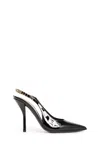 Gucci Signoria Embellished Patent-leather Slingback Pumps In Black