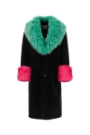 Gucci Black Contrast-trim Shearling-collar Coat In Black