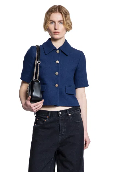 Gucci Cotton-blend Tweed Jacket In Blue