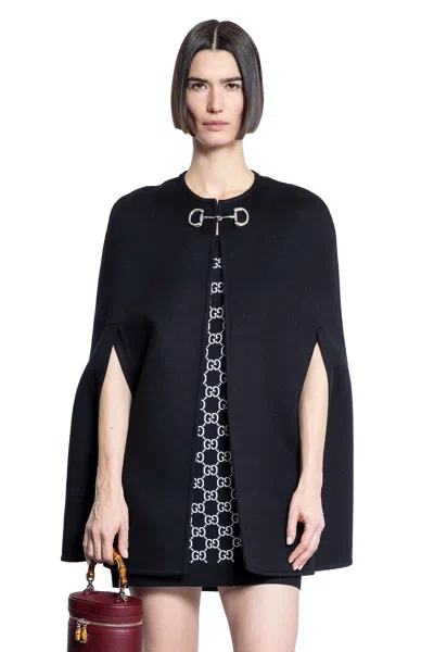 Gucci Horsebit Wool And Silk Cape In Black