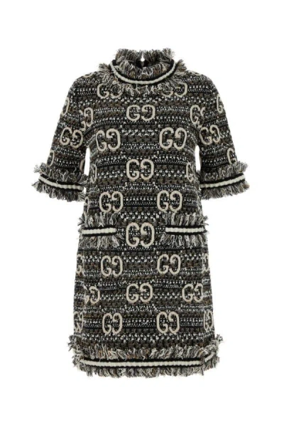Gucci Gg Motif Short-sleeved Dress In Multi