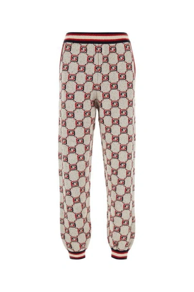 Gucci Gg-print Cotton Jacquard Pants In Multicolor