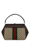Gucci Woman Gg Supreme Fabric And Leather Handbag In Multicolor