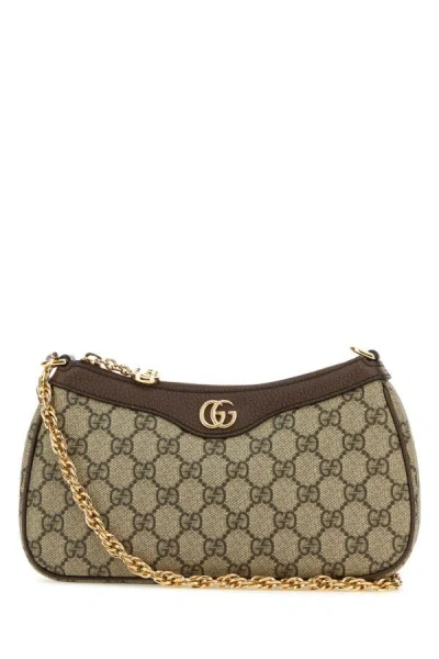 Gucci Woman Gg Supreme Fabric Small Ophidia Handbag In Brown
