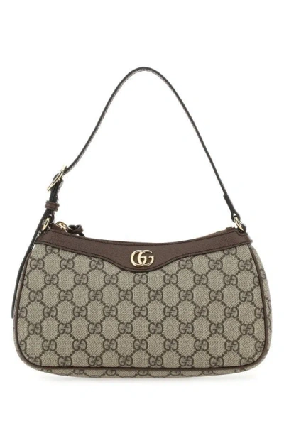 Gucci Woman Gg Supreme Fabric Small Ophidia Handbag In Brown