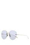 Gucci Light Blue Gold Round Sunglasses In Gold