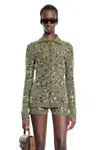 Gucci Cardigan Polo In Viscose And Tweed Blend In Green