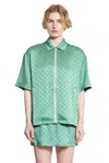 Gucci Relaxed Fit Gg Satin Zip Shirt In Green
