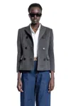 Gucci Womens Canvas Double-breasted Slim-fit Cotton Blazer Black Grey In Grey