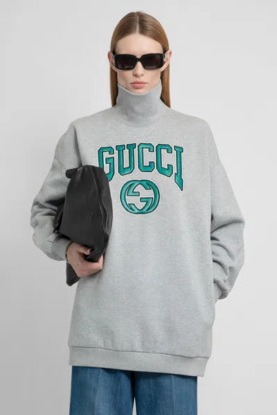 Gucci Logo Embroidery Sweatshirt In Grey