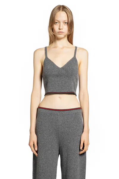 Gucci Woman Grey Tops In Gray
