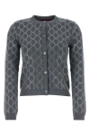 Gucci Gg Embellished Wool Jacquard Cardigan In Gray