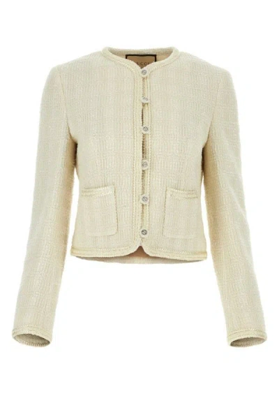 Gucci Tweed Jacket In White