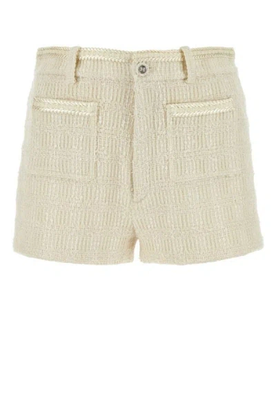 Gucci Ivory Wool Tweed Shorts In White