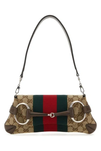 Gucci Women Original Gg Fabric Small  Horsebit Chain Shoulder Bag In Multicolor
