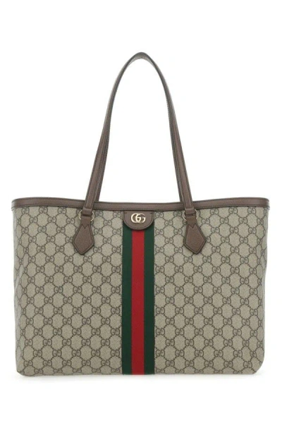 Gucci Woman Printed Gg Supreme Fabric Ophidia Shopping Bag In Black