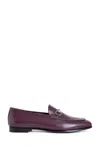 Gucci Almond Toe Leather Loafers With Metallic Hardware In Purple