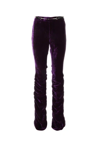 GUCCI GUCCI WOMAN PURPLE VELVET PANT