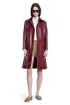Gucci Womens Rosso Ancora Double-breasted Two-flap-pockets Leather Coat In Red