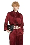 Gucci Womens Rosso Ancora Mix Monogram-pattern Drawstring-hem Satin Shirt In Red