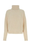 Gucci Turtleneck Cropped Ribbed Knit Sweater In Brown