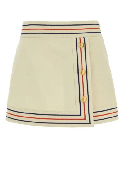 Gucci Striped Cotton Wrap Skirt In Neutrals