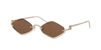 Gucci Gold Gold Brown Metal Sunglasses