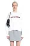 Gucci Women White Crewneck Sweatshirt With Logo Print And Web Detail In Cotton Woman In White