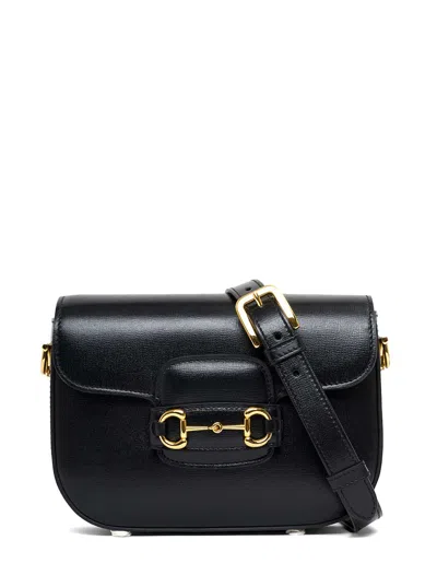 Gucci Womans Horsebit 1955 Black Leather Crossbody Bag