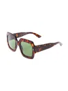 Gucci Womans Tortoise Brown Acetate Square Sunglasses In Brown