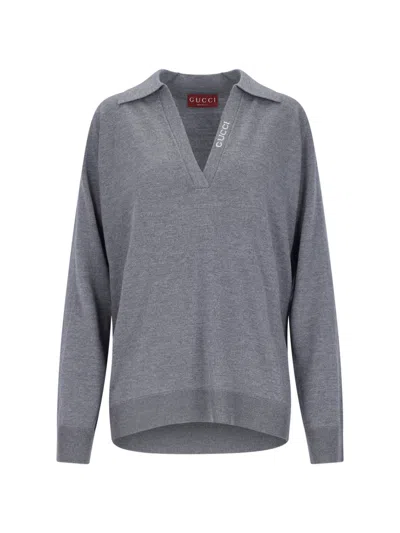 Gucci Women's 100% Wool Sweater In Grey