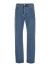 Gucci Women '90's' Light Blue Straight Jeans With Logo Patch In Denim Woman In Blue