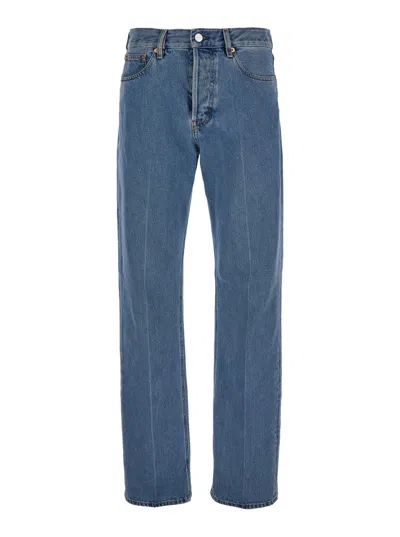 Gucci Women '90's' Light Blue Straight Jeans With Logo Patch In Denim Woman