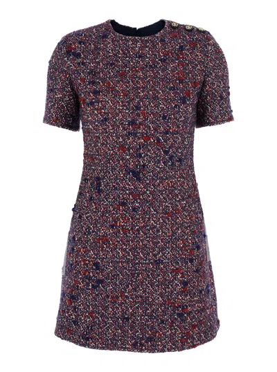 Gucci Textured Fabric Dress Featuring Button Detail In Multi