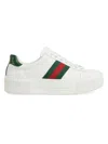 Gucci Women White Leather Ace Sneakers With Web Detail In Multi